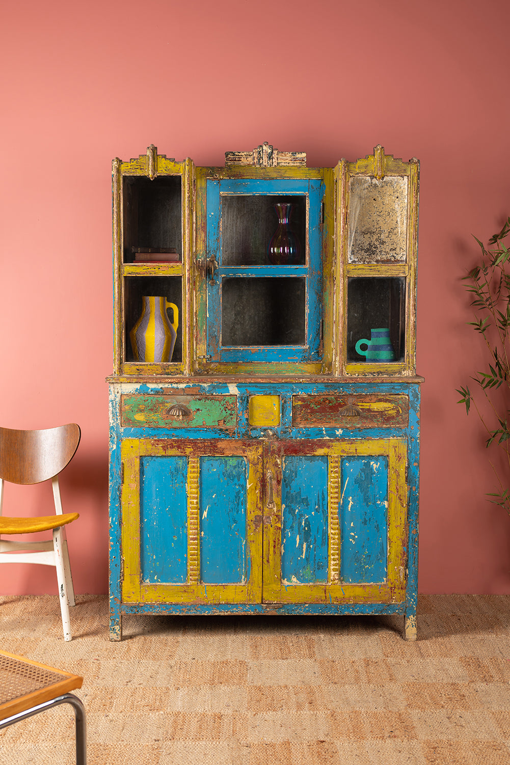 Vintage Blue & Yellow Dresser – Daisy Snow