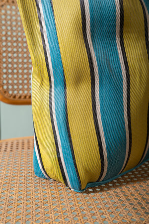 Yellow & Turquoise Striped Recycled Tote Bag