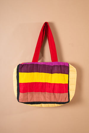 Block Colour Patchwork Quilted Bag - 01