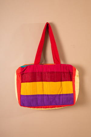Block Colour Patchwork Quilted Bag - 01