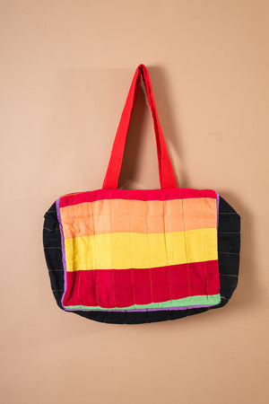 Block Colour Patchwork Quilted Bag - 02