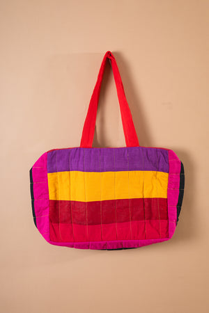 Block Colour Patchwork Quilted Bag - 02