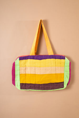 Block Colour Patchwork Quilted Bag - 04