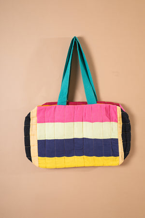 Block Colour Patchwork Quilted Bag - 05