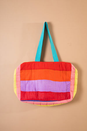 Block Colour Patchwork Quilted Bag - 06