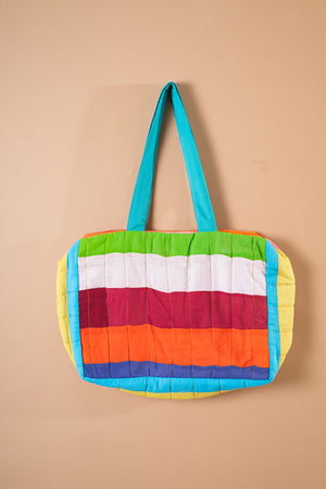 Block Colour Patchwork Quilted Bag - 06