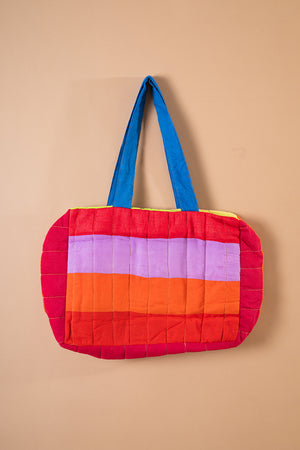 Block Colour Patchwork Quilted Bag - 07