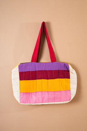 Block Colour Patchwork Quilted Bag - 08