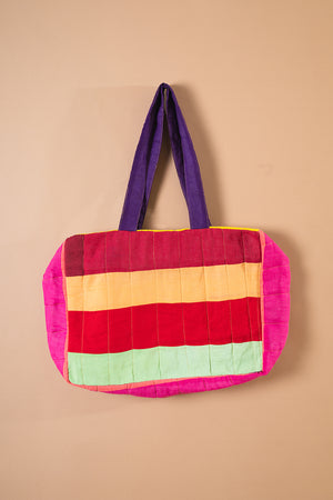 Block Colour Patchwork Quilted Bag - 11