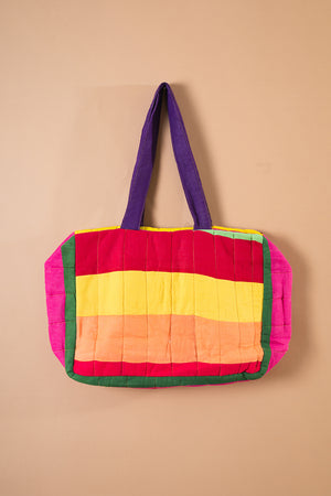 Block Colour Patchwork Quilted Bag - 11