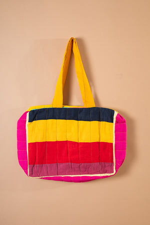 Block Colour Patchwork Quilted Bag - 13