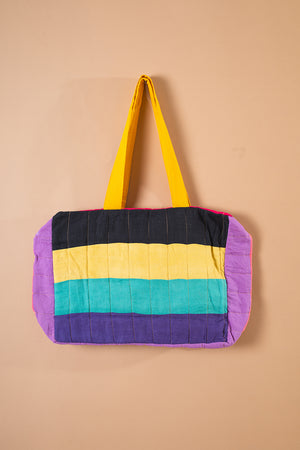 Block Colour Patchwork Quilted Bag - 16