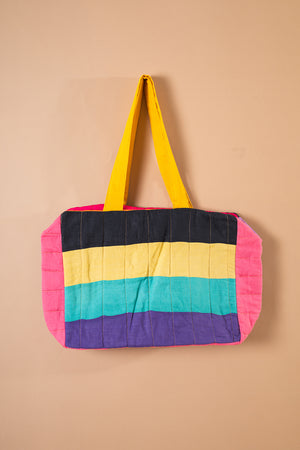 Block Colour Patchwork Quilted Bag - 16