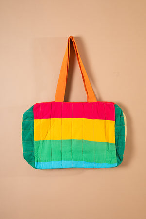Block Colour Patchwork Quilted Bag - 17