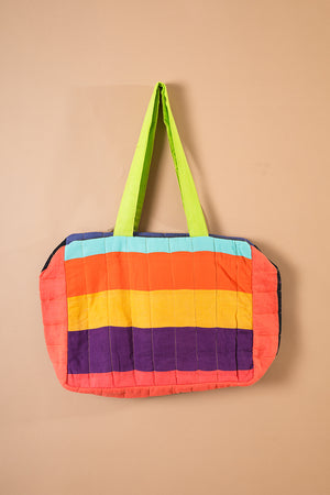 Block Colour Patchwork Quilted Bag - 31