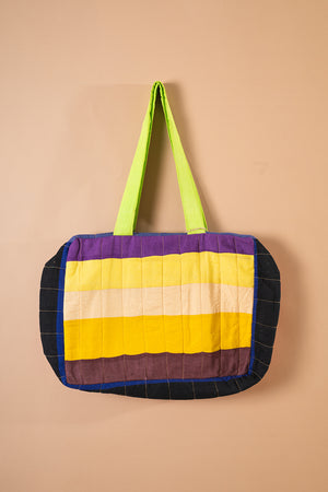 Block Colour Patchwork Quilted Bag - 31