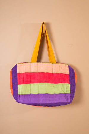 Block Colour Patchwork Quilted Bag - 34