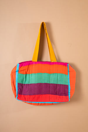 Block Colour Patchwork Quilted Bag - 34