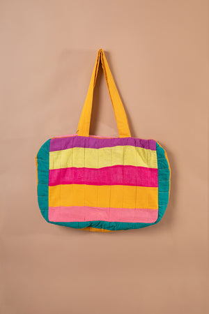 Block Colour Patchwork Quilted Bag - 57