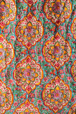 Jasmine Block Print Cotton Quilt