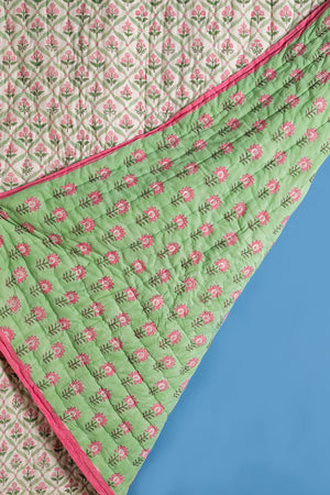 Laurel & Taffy Block Print Cotton Quilt