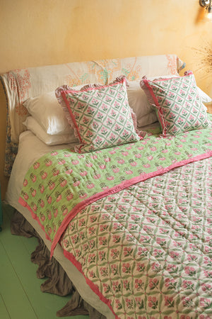Laurel & Taffy Block Print Cotton Quilt