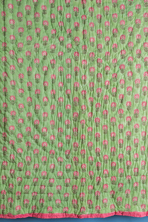 Laurel & Taffy Block Print Cotton Quilt