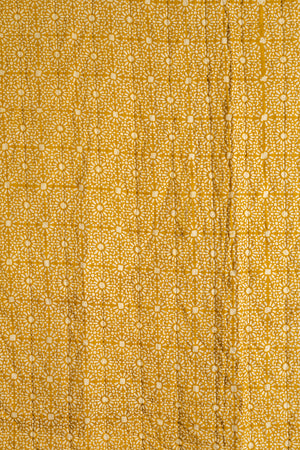 Mustard Yellow Block Print Cotton Quilt