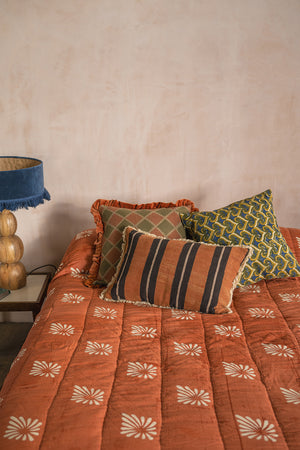 Terracotta Block Print Cotton Quilt