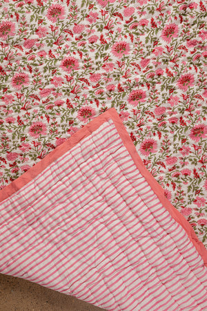 Ruby Meadow Reversible Floral Quilt