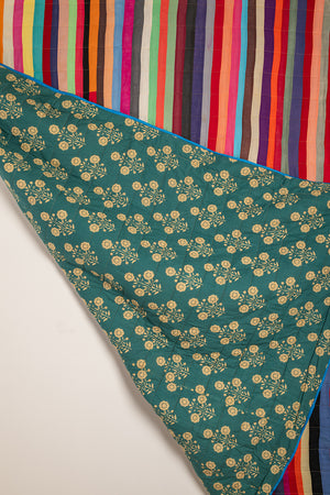 Upcycled Striped Patchwork Reversible Quilt - 01