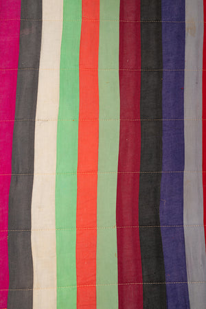 Upcycled Striped Patchwork Reversible Quilt - 01