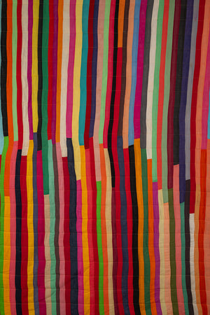 Upcycled Striped Patchwork Reversible Quilt - 01