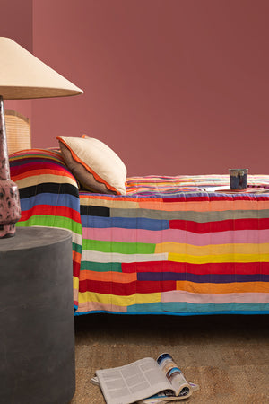 Upcycled Striped Patchwork Reversible Quilt - 01