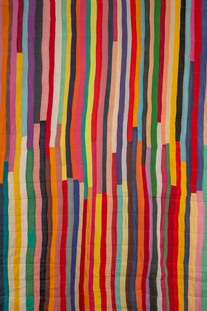 Upcycled Striped Patchwork Reversible Quilt - 02