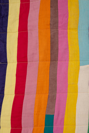 Upcycled Striped Patchwork Reversible Quilt - 02