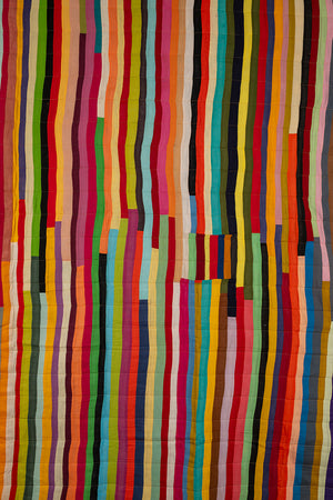 Upcycled Striped Patchwork Reversible Quilt - 03