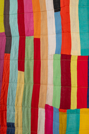 Upcycled Striped Patchwork Reversible Quilt - 03