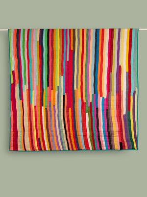 Upcycled Striped Patchwork Reversible Quilt - 04