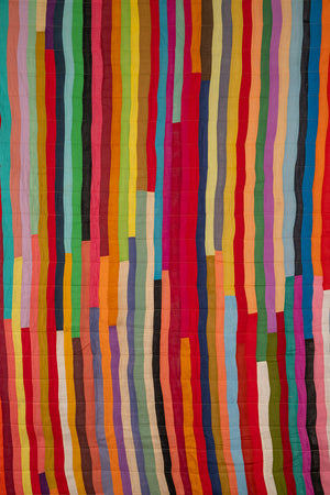 Upcycled Striped Patchwork Reversible Quilt - 04