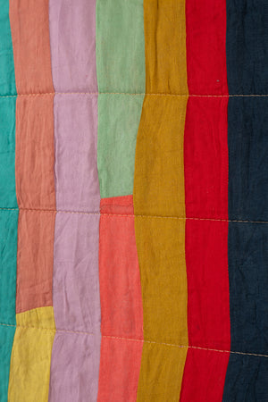 Upcycled Striped Patchwork Reversible Quilt - 04