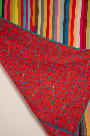 Upcycled Striped Patchwork Reversible Quilt - 04