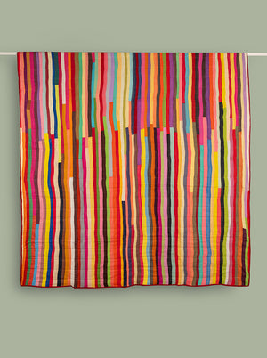 Upcycled Striped Patchwork Reversible Quilt - 05