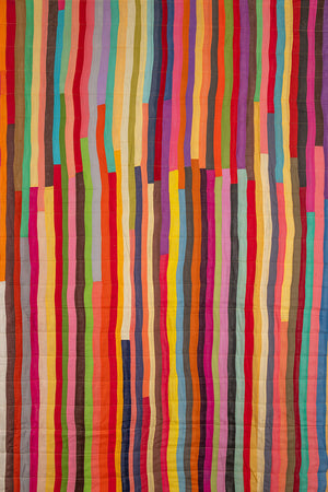 Upcycled Striped Patchwork Reversible Quilt - 05