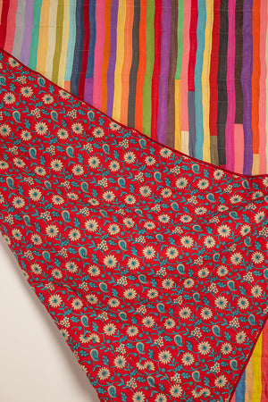 Upcycled Striped Patchwork Reversible Quilt - 05