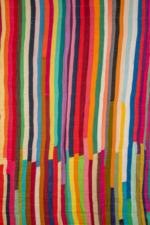 Upcycled Striped Patchwork Reversible Quilt - 06