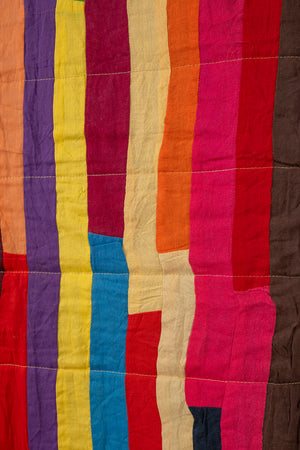 Upcycled Striped Patchwork Reversible Quilt - 06