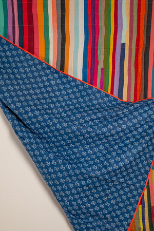 Upcycled Striped Patchwork Reversible Quilt - 06