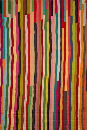 Upcycled Striped Patchwork Reversible Quilt - 07