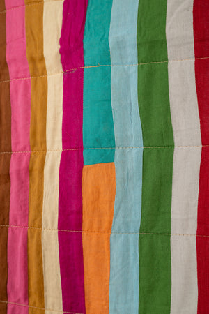 Upcycled Striped Patchwork Reversible Quilt - 07
